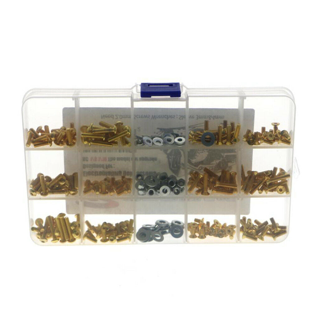 Lots 330 Golden 1/8 RC Car Screws Set Vehicle Tool Screws Kit Replacement
