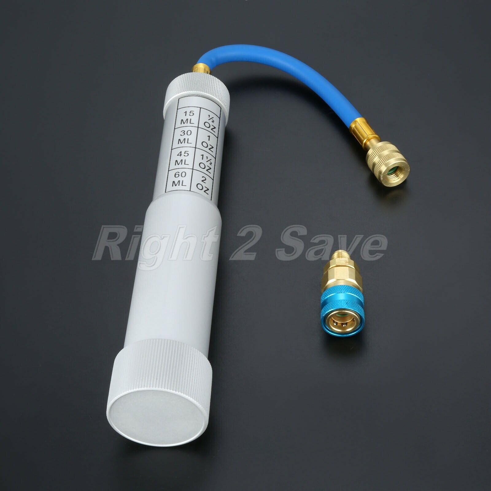 2OZ Car A/C Oil Injector Connections 1/4â€SAE M and F R134a R12 R22 Hand Turn