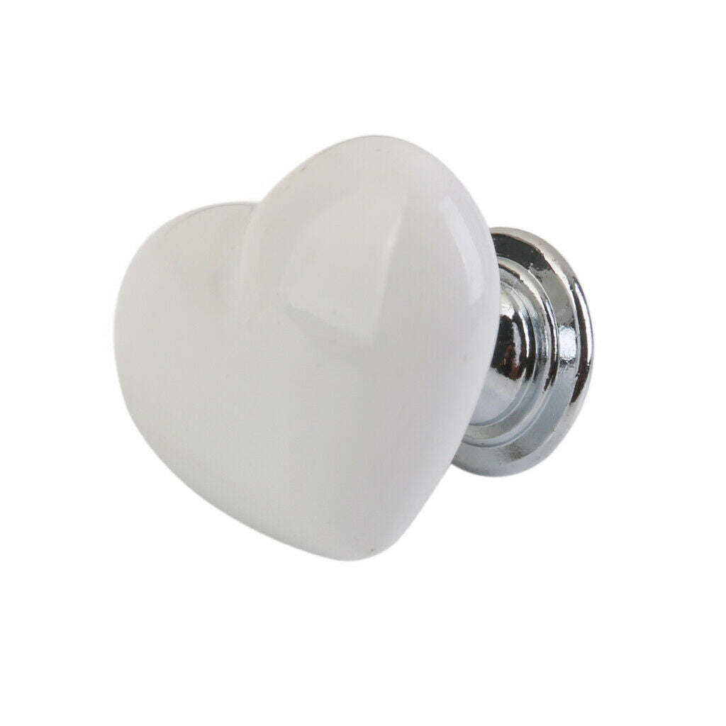 8Pcs Ceramic Heart Shaped Knobs Drawer Knob Round Pull Handle Home Door Cabinet