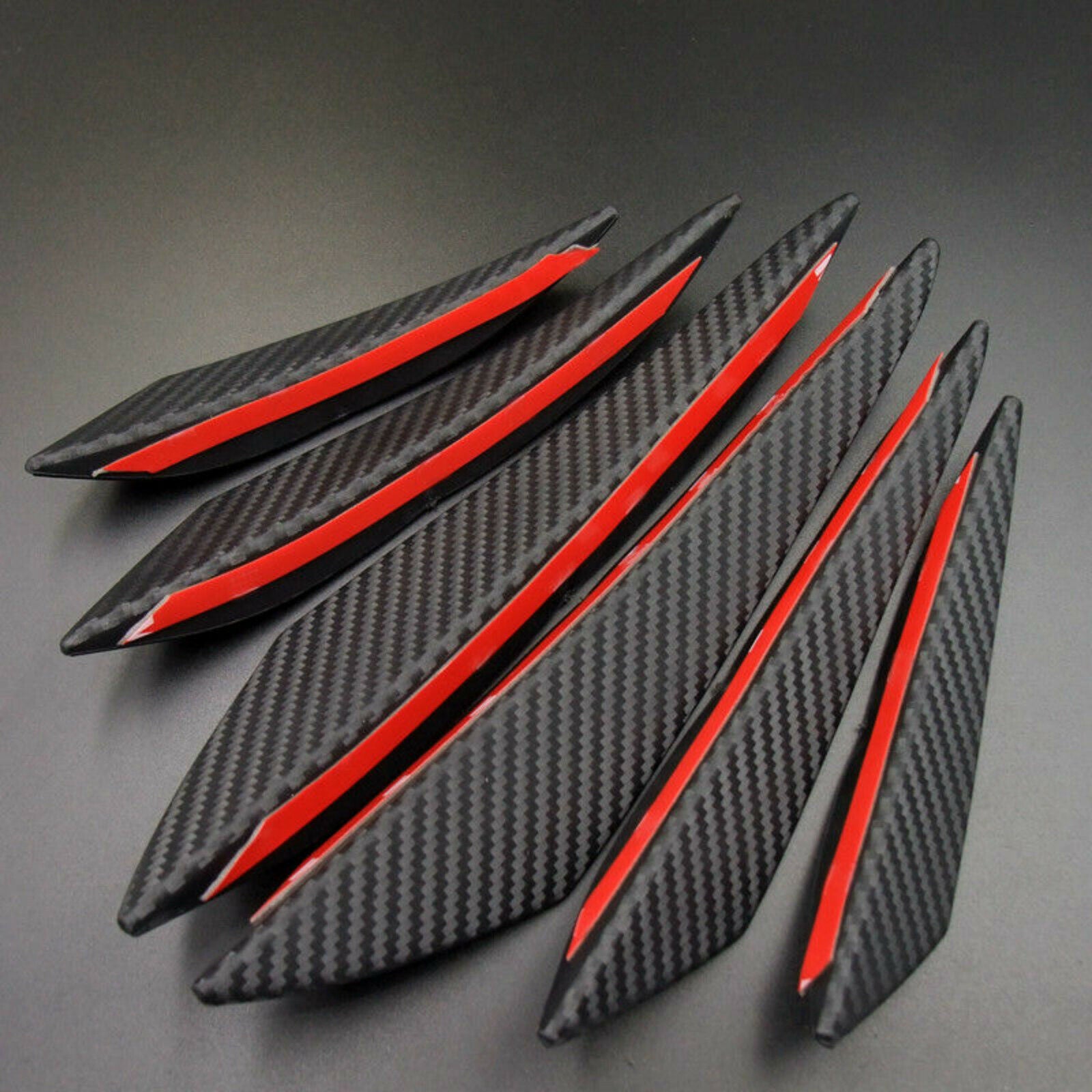 6pcs Car Front Bumper Lip Splitter Canards Carbon Fiber Spoiler Fins Refit Black