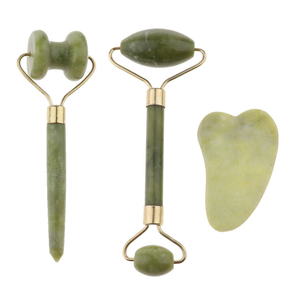 3 in 1 Natural Jade Roller Gua Sha Massager for Men Women Lifting Tools