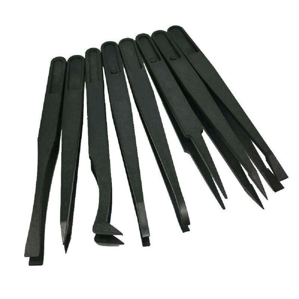 UK ESD Anti-static Tweezers Maintenance Repair Plastic Tools - 8 Pcs / Set