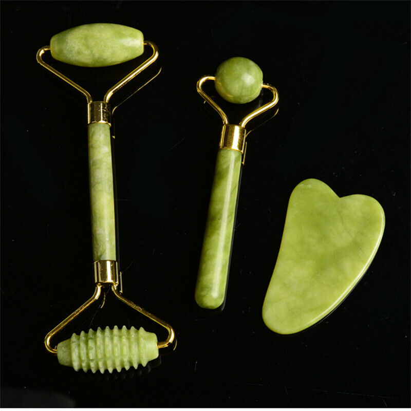 Face Body Massager Natural Gua Sha Jade Stone Roller Women Facial Massage T Gy