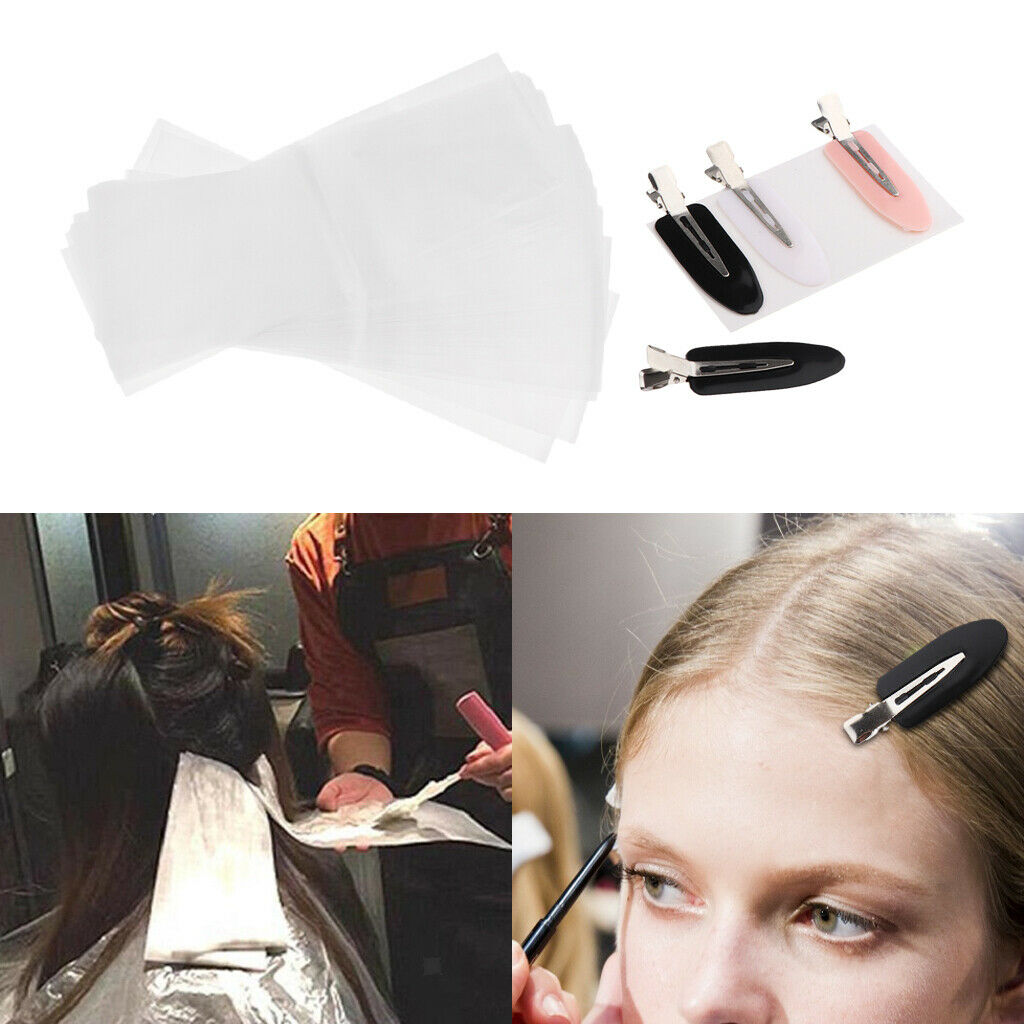 50x Professional Hair Dye Highlight Foil Paper Sheets & 4Pcs Clip Tools