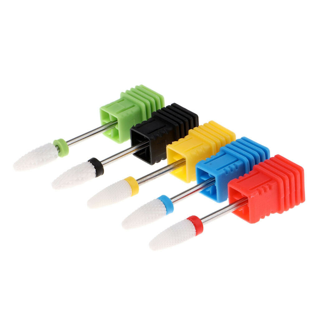 5pcs Manicure Nails Polishing Cuticle Removal Ceramic Nail Art Drill Bit Set