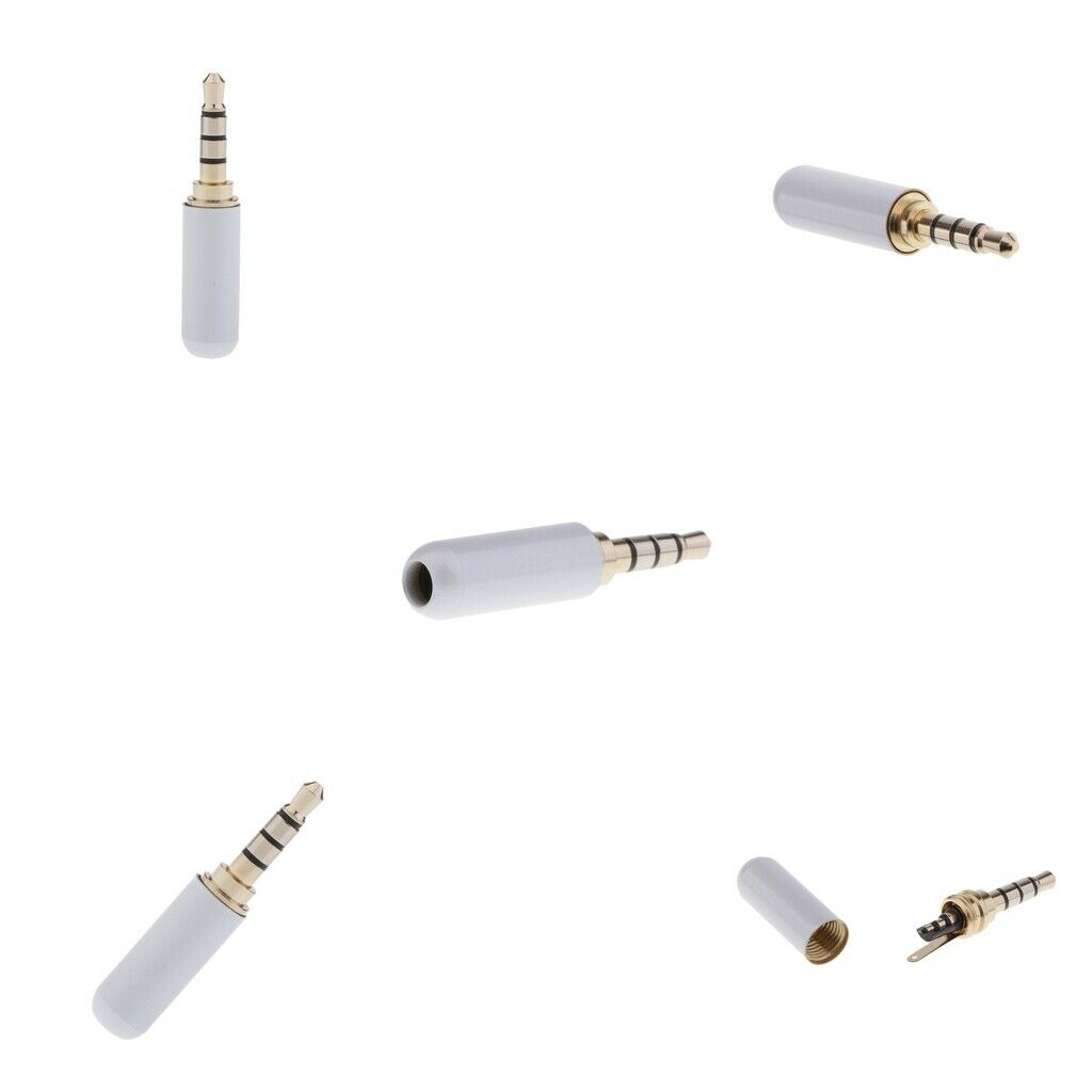5x 4 Pole 3.5mm Male Repair headphone Plug Audio Soldering Connector White