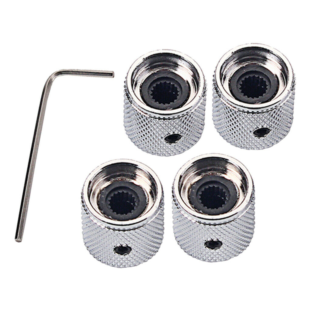 4 Pcs Chrome Electric Guitar Dome Knobs
