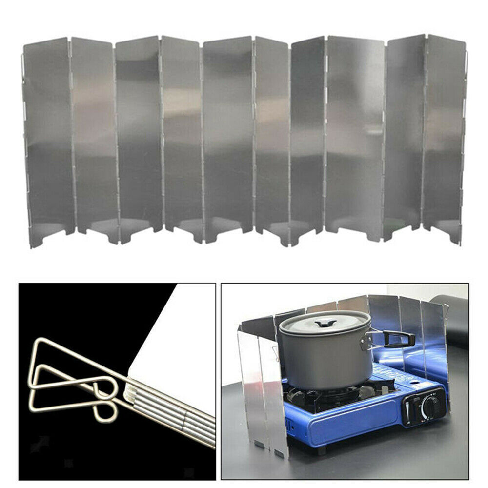 10 Plates Camp Stove Windscreen Aluminum Folding Camping Stove Wind Screen