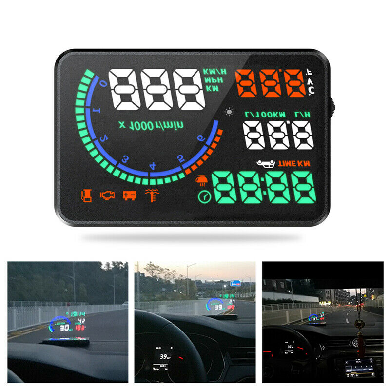 Head-up Display Multi Color OBD Car HUD Windshield Screen Display Speed KMH/MPH