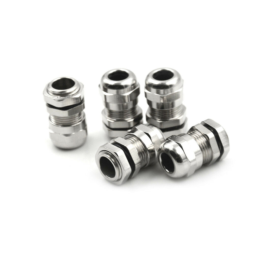 New 5Pcs M12 Stainless Steel Waterproof Gland For 3-8Mm Cable ji WF
