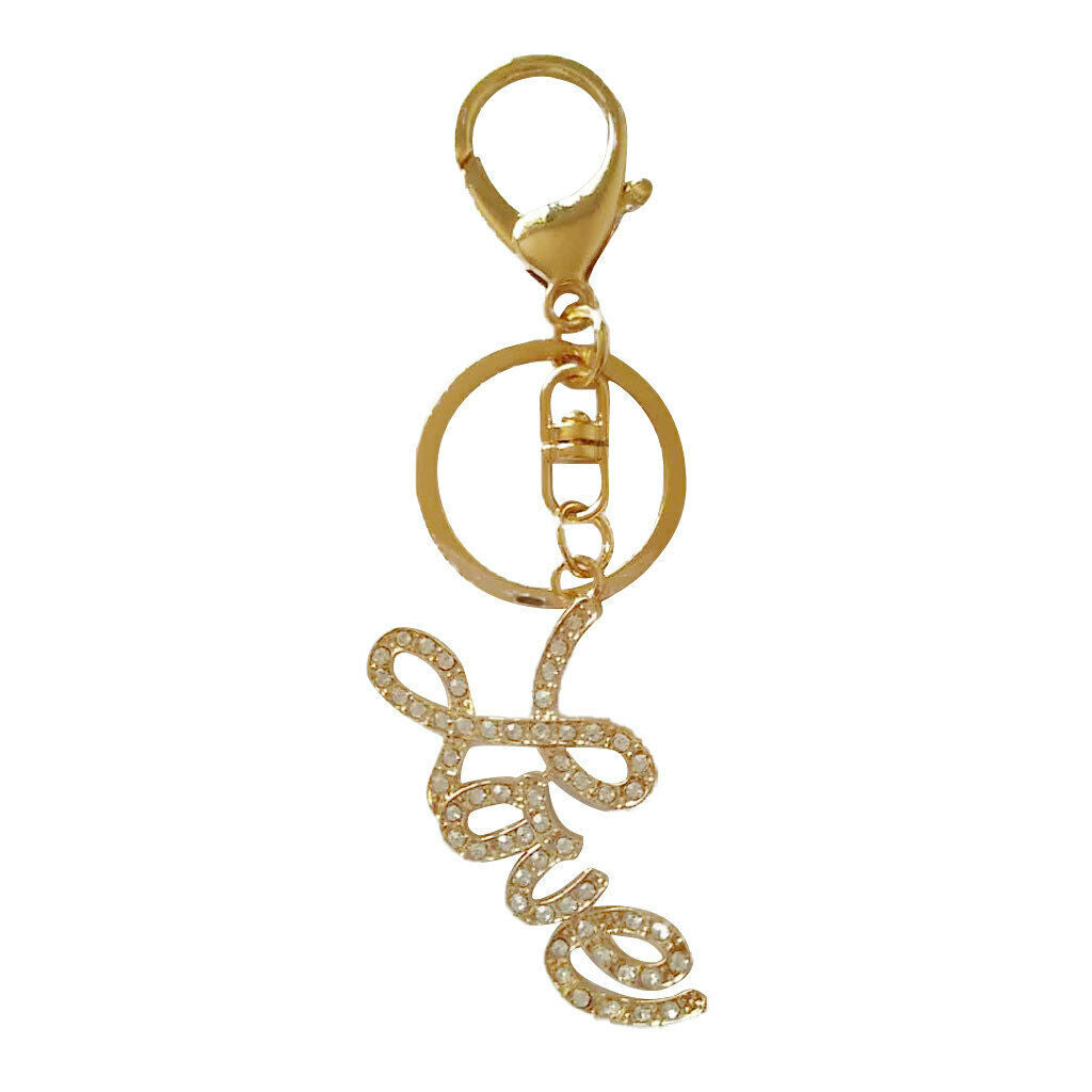 Shining White Stone Love Pendant Keychain Keyring Women Gift