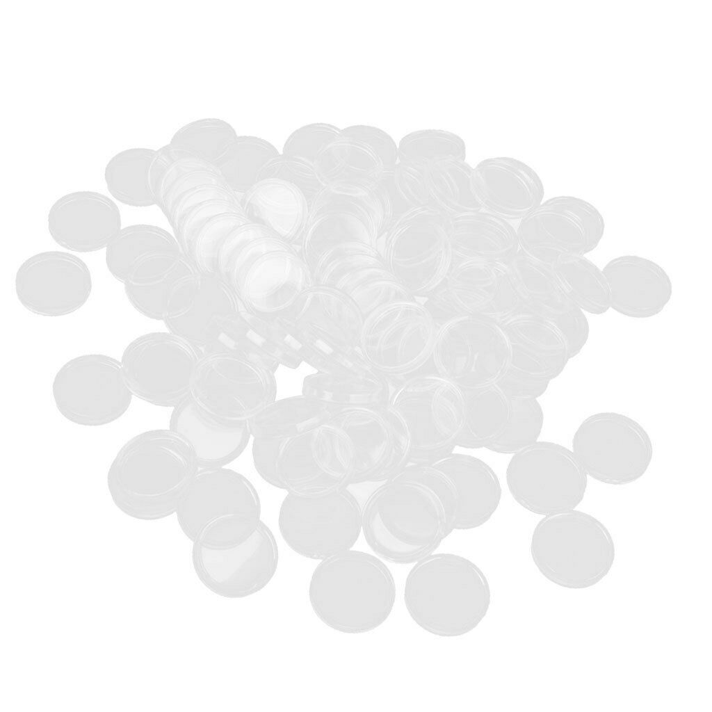 400 Pieces Clear Plastic Round Coin Storage Capsules Case Storage Boxes 24mm
