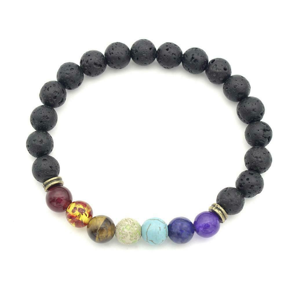 Lava Rock 8mm Beads Elastic Yoga Bracelet for Men/Women Jewelry Decor Gifts @