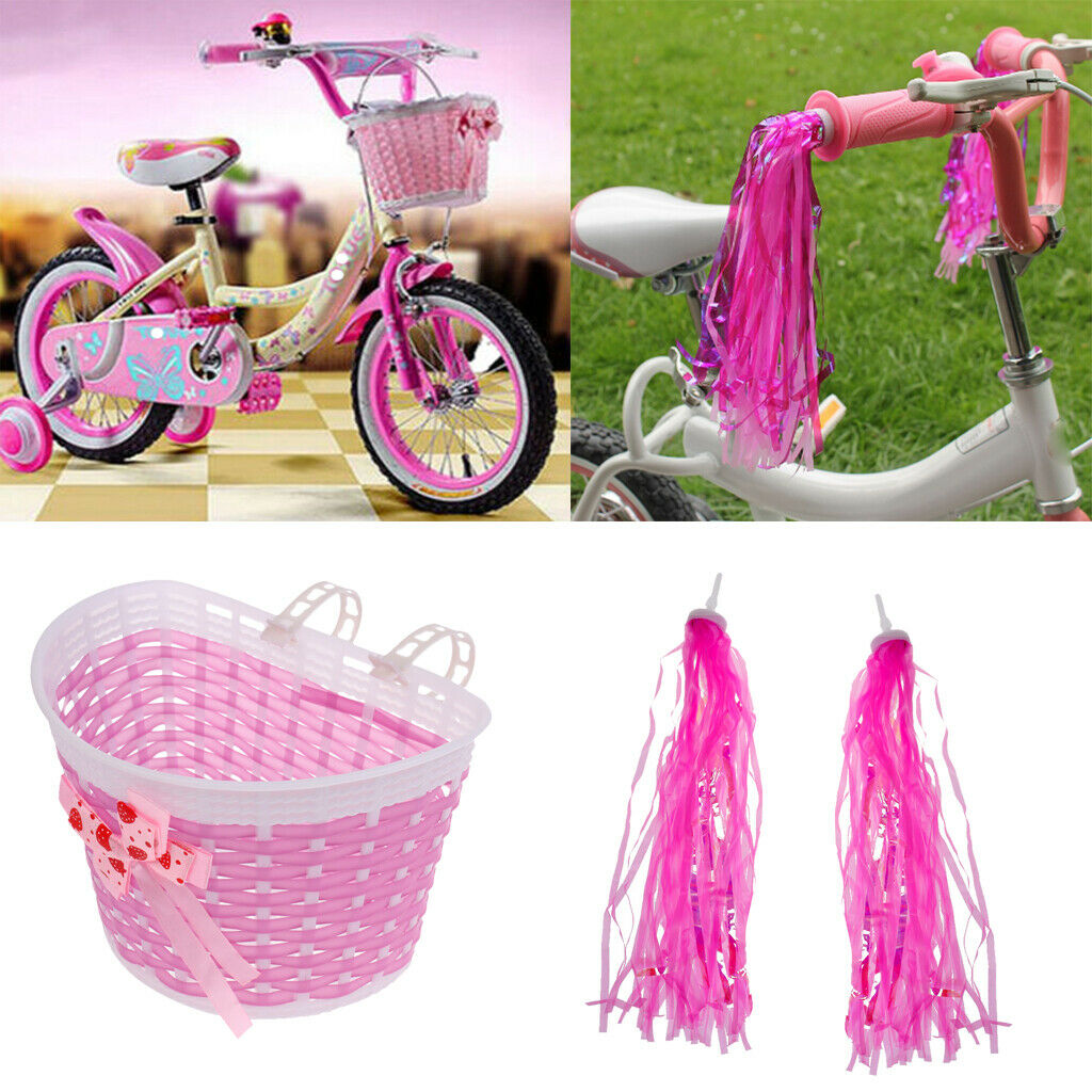 Kids Front Basket* Pink Shopping Holder* Handlebar Tassels* Streamers* Decor
