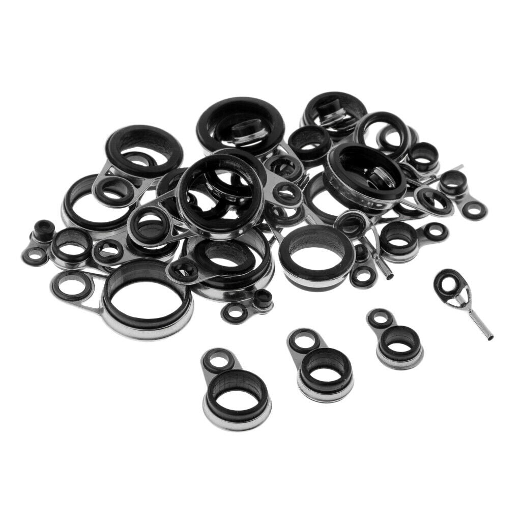 37Pcs Fishing Rod Guides Top Tips Ceramics Ring Repair Telescopic Rod Guides