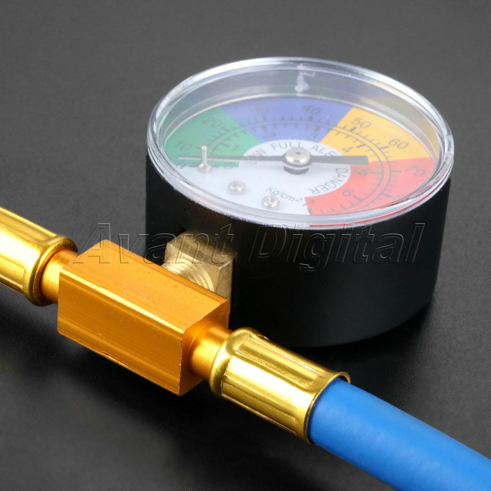 Air  Refrigerant Charging Hose w/ Gauge 90°Push & Lock coupler R134A
