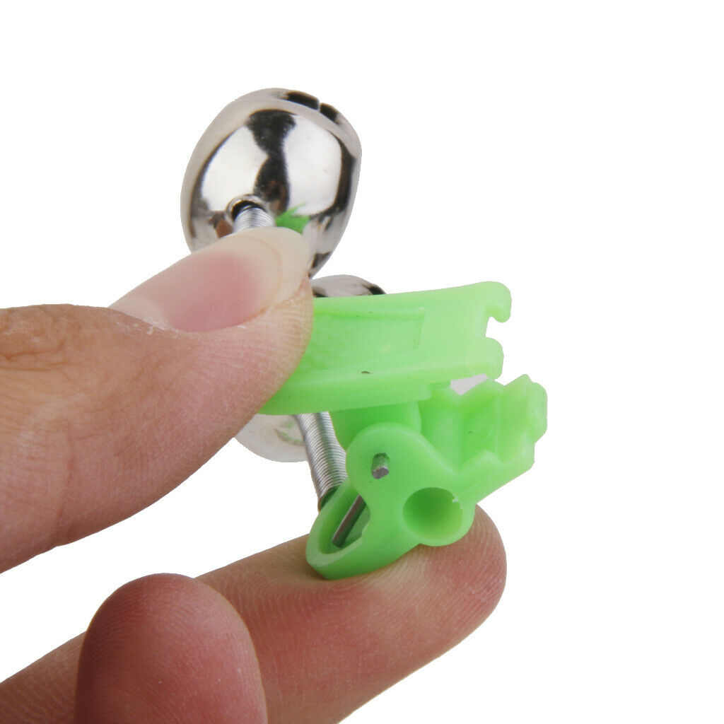 10pcs Sea Fishing Rod Clamp Fishing Lure Baiting Alarm Twin Bell Ring Green