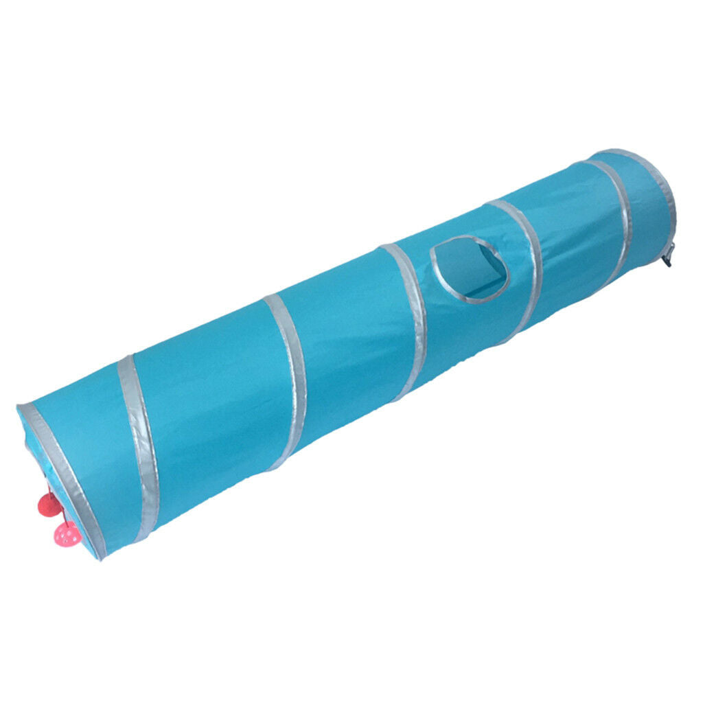 Fold up Cat Tunnel Stripe Tent Tube Button Connection Exercise Blue