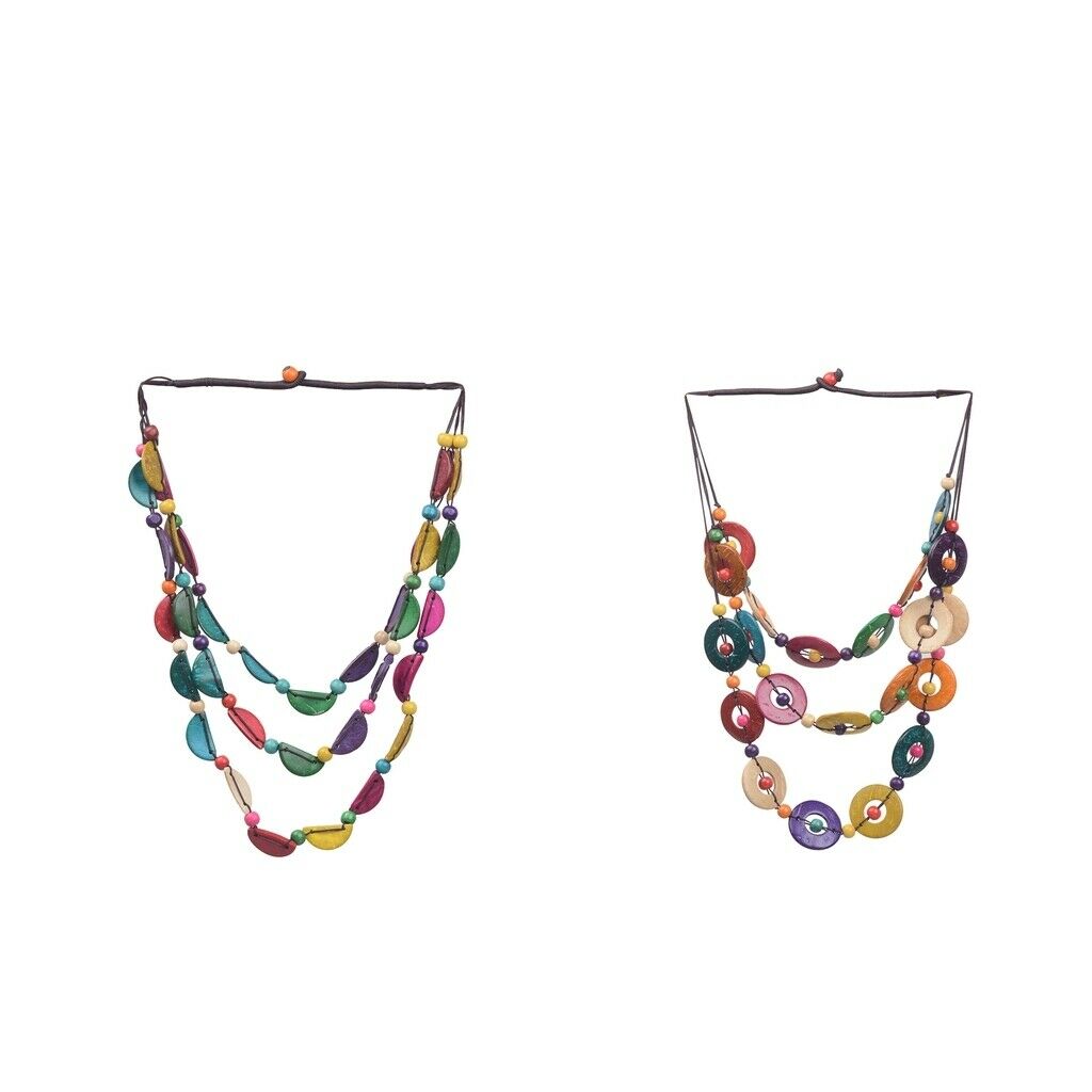 2pcs Ethnic Multi-layer Coconut Shell Beaded Necklace for Women