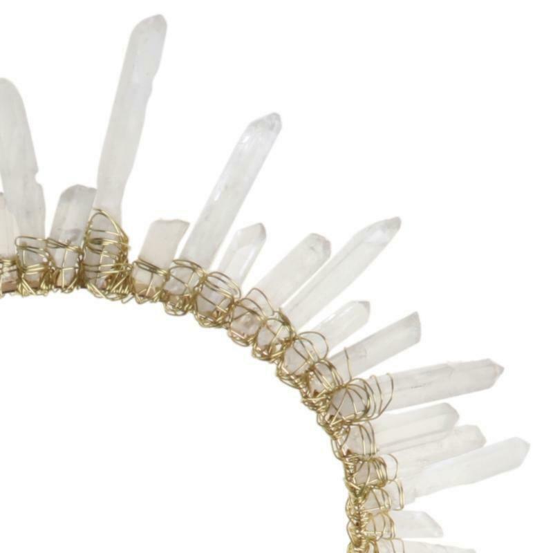 Boho Bridal Wedding Headband Handmade Clear White Faux Crystal Quartz Hair Hoop