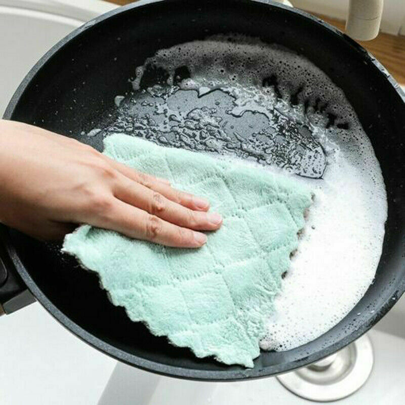 5 pcs Super Absorbent Microfiber Kitchen Dish Cloth Household Cleaning Tea Towel