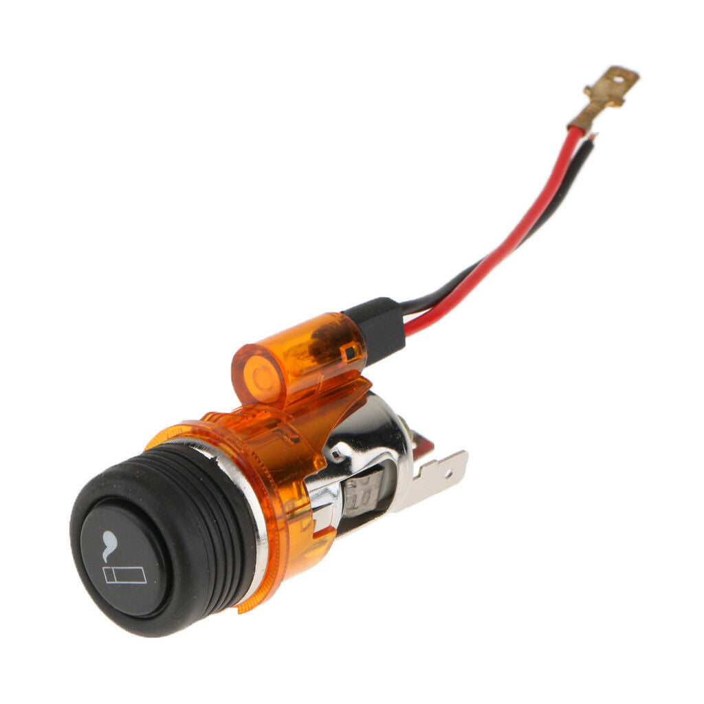 12V Car Cigarette Lighter Socket Plug Outlet Assembly Flash Light Orange