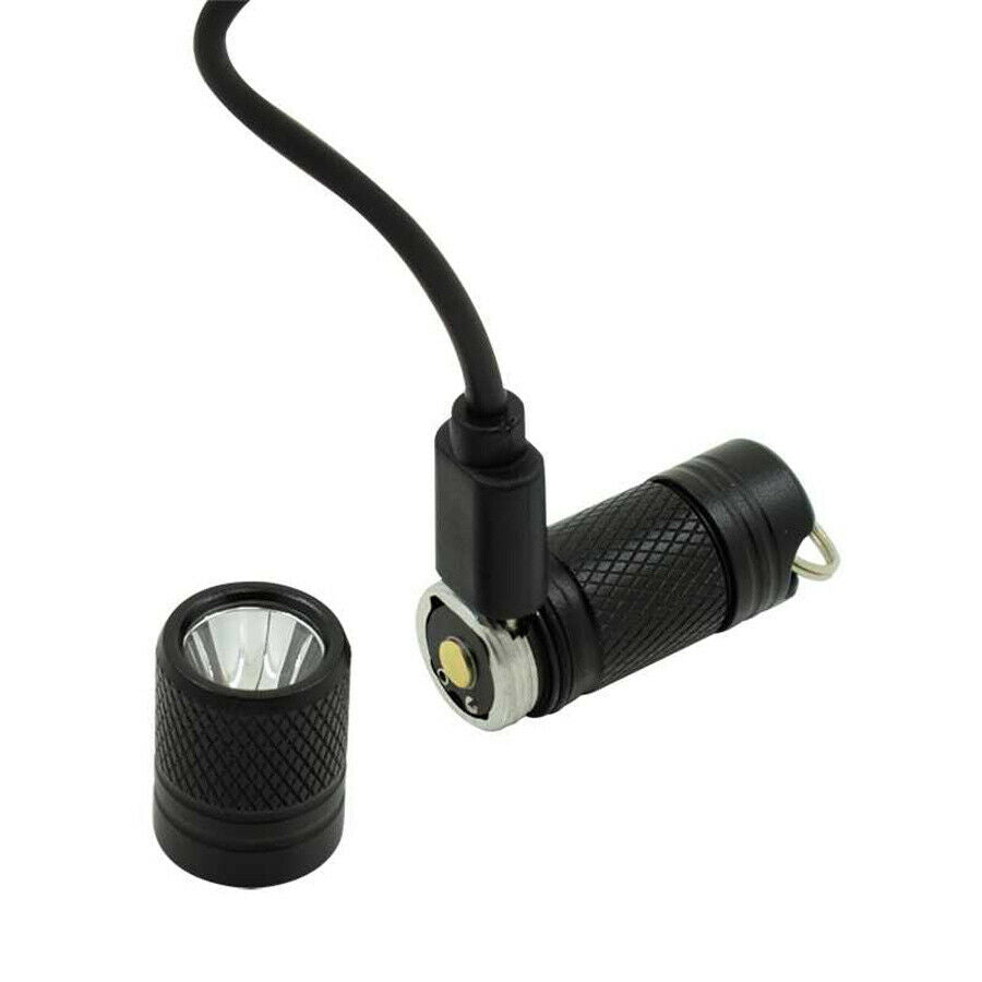1Pcs Portable Mini Flashlight USB White LED Light Keychain Torch + 10180 Battery