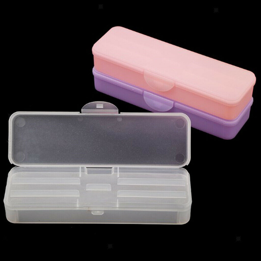 2x Double Layer Empty Storage Box Nail Art Files Container Case White+Pink