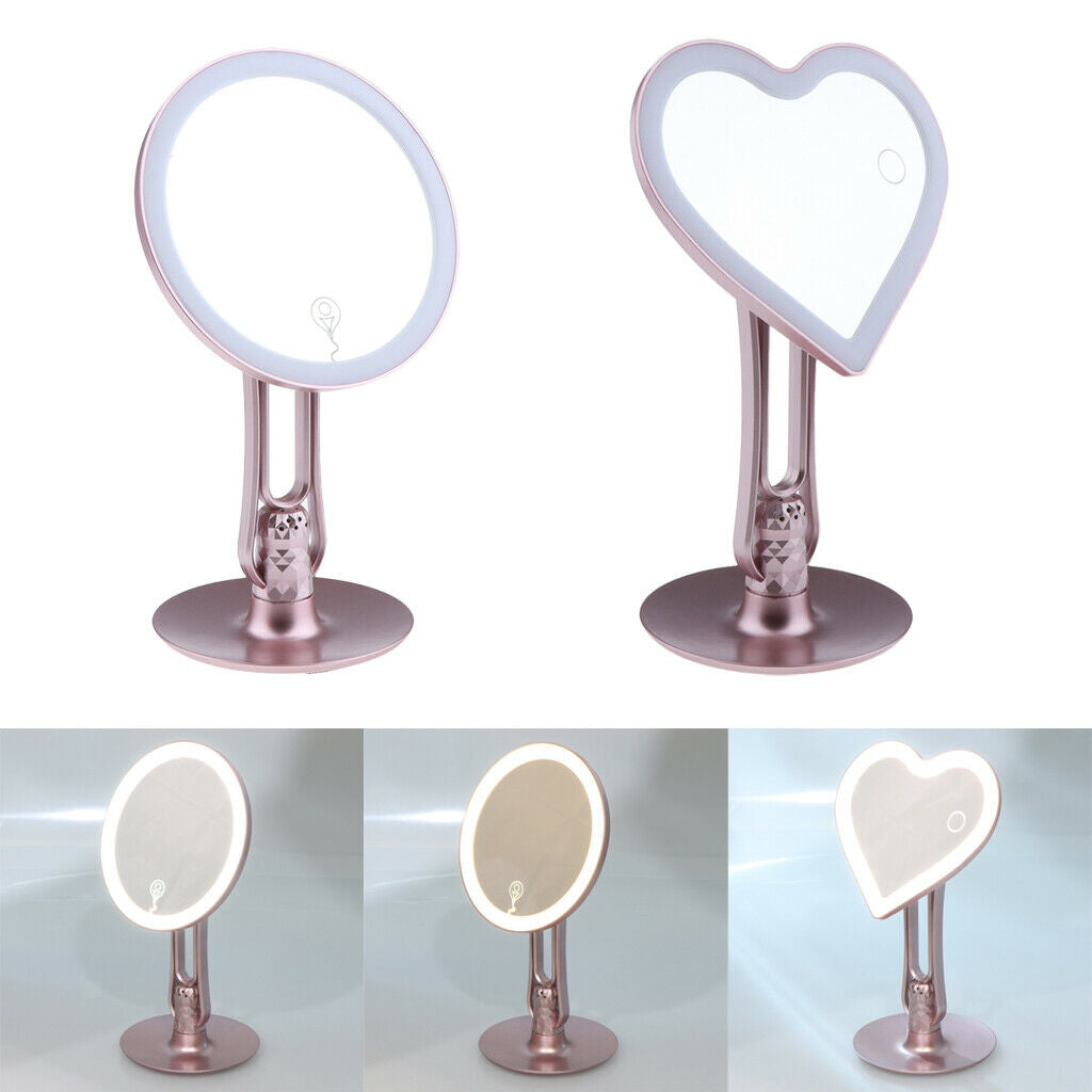 Premium Makeup Mirror Stand With LED Lights Aromatherapy Cosmetic Mirror - Rose