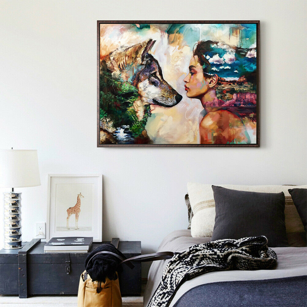 Beauty Wolf 5D DIY Full Drill Diamond Painting Embroidery Cross Stitch @
