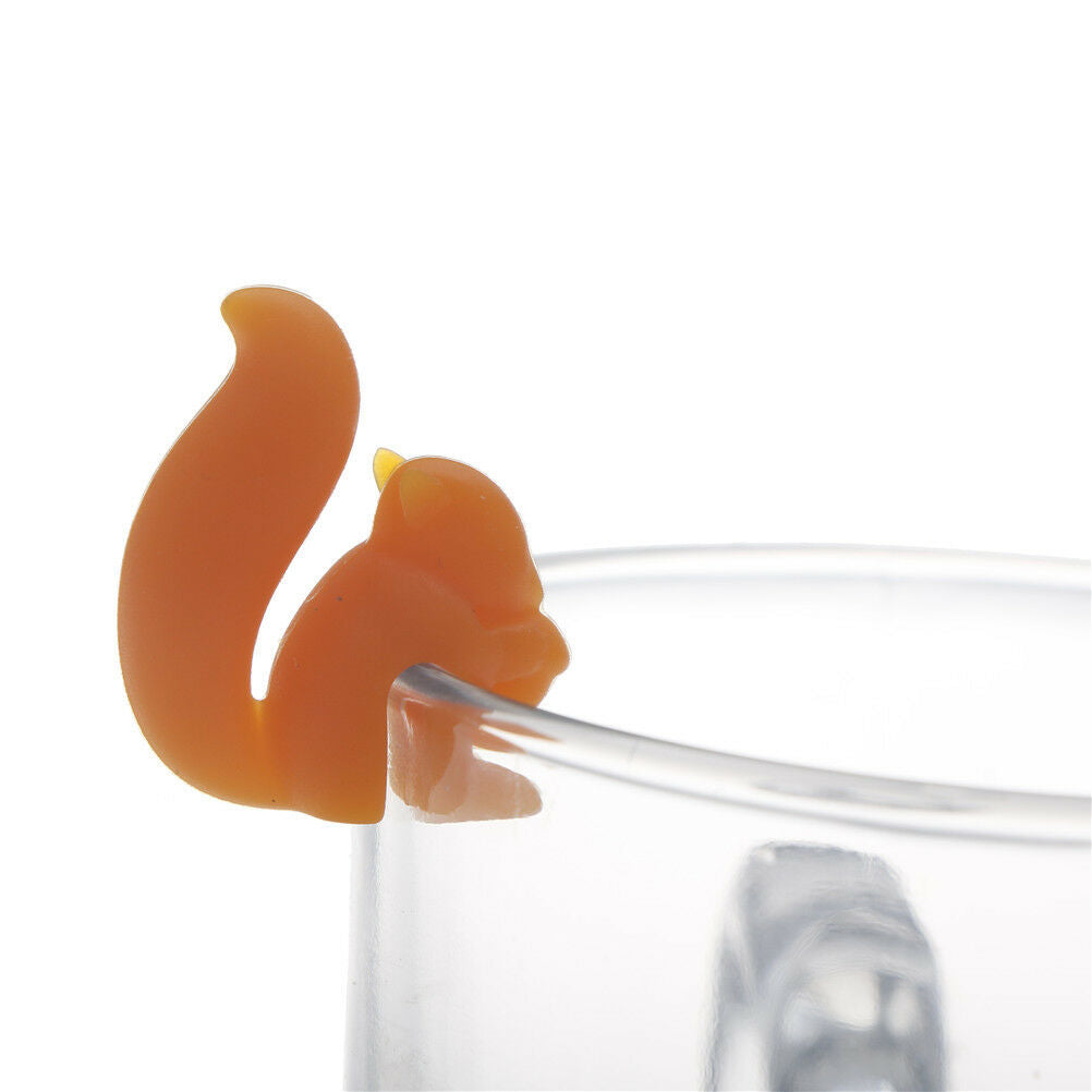 10x random Cute Fox Glass Label Silicone Tea Cup Markers Party Bar Access.l8