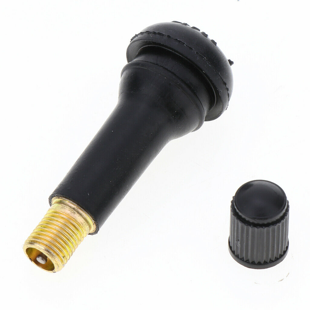 100pcs Snap-In Black Rubber Valve Stems TR414 for Tubeless 0.453inch 11.5mm Rim