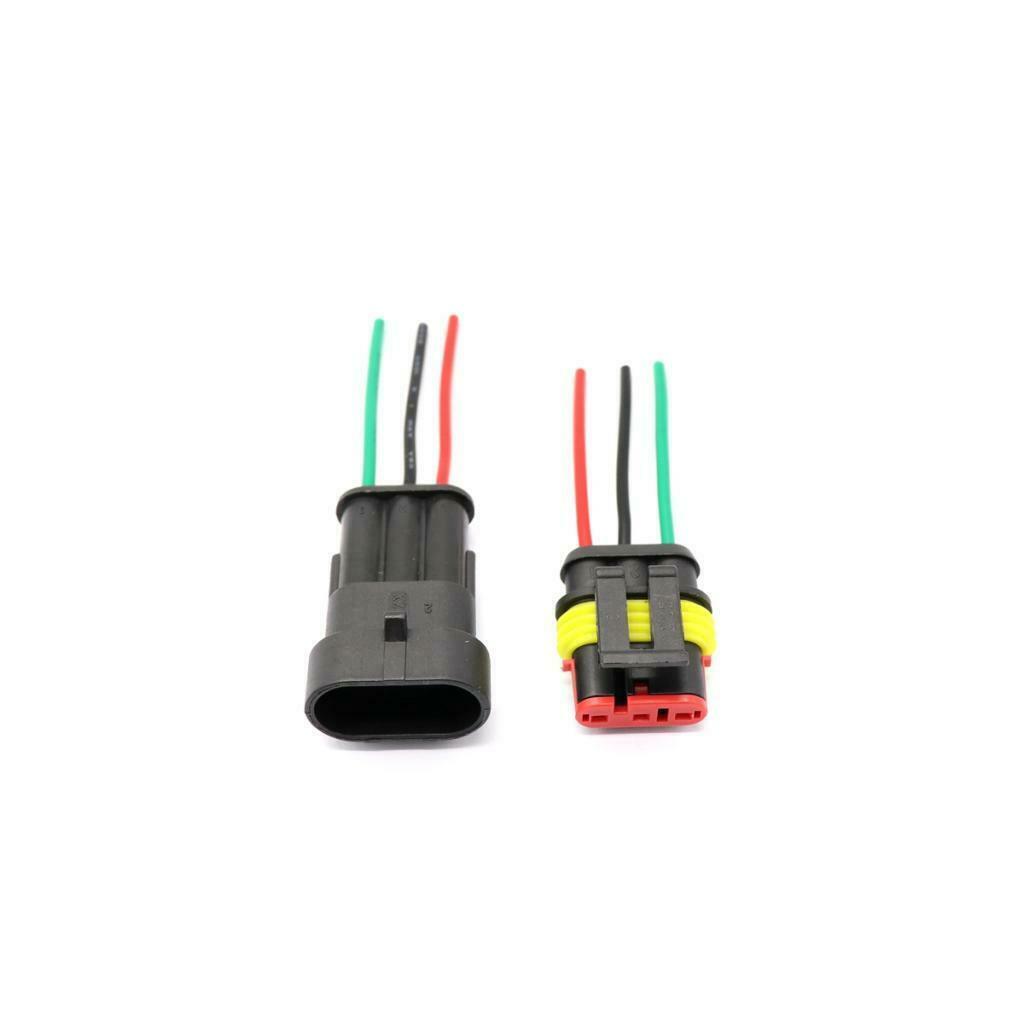 Set Of 10 3-Pin Cable Plug Connector, Car Waterproof Electrical Plug With Wire