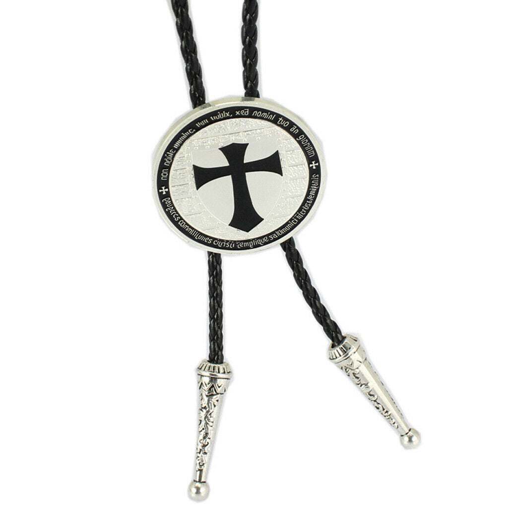 Western Bolo Tie Leather Necktie Brass Cowboy Rodeo Necklace Men Boy 1m