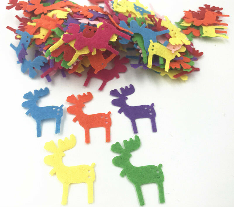 100X Mixed Colors Christmas deer Felt Appliques decoration Christmas craft 4cm
