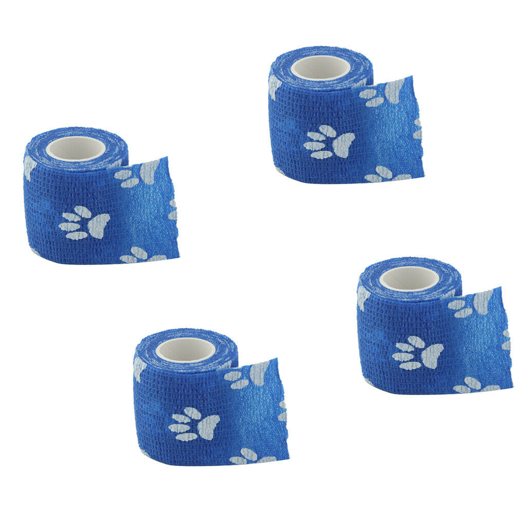 Vet Wrap Bulk Bandage Tape, Pack of 4, Cute Puppy Paw Printed Pet Bandage Wraps