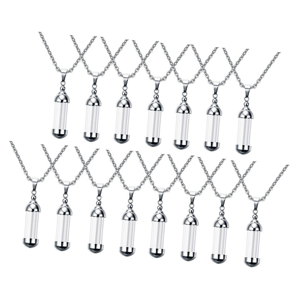 15x Steel Glass Openable Tube Urn Ash Pendant Necklace for Ashes Hair Casket