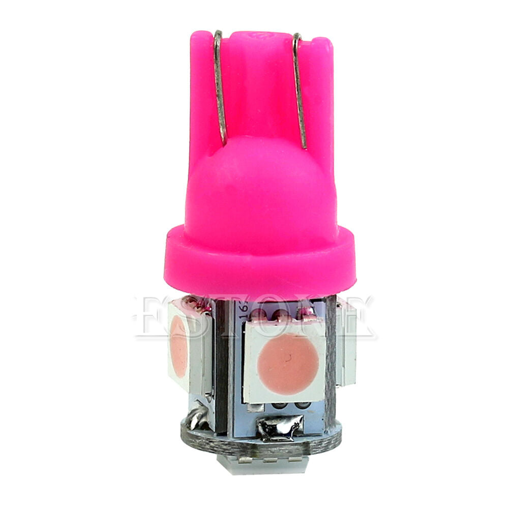 10X T10 5050 5-LED SMD 194 168 W5W Wedge Pink XENON Light Bulb Car Tail Lamp New