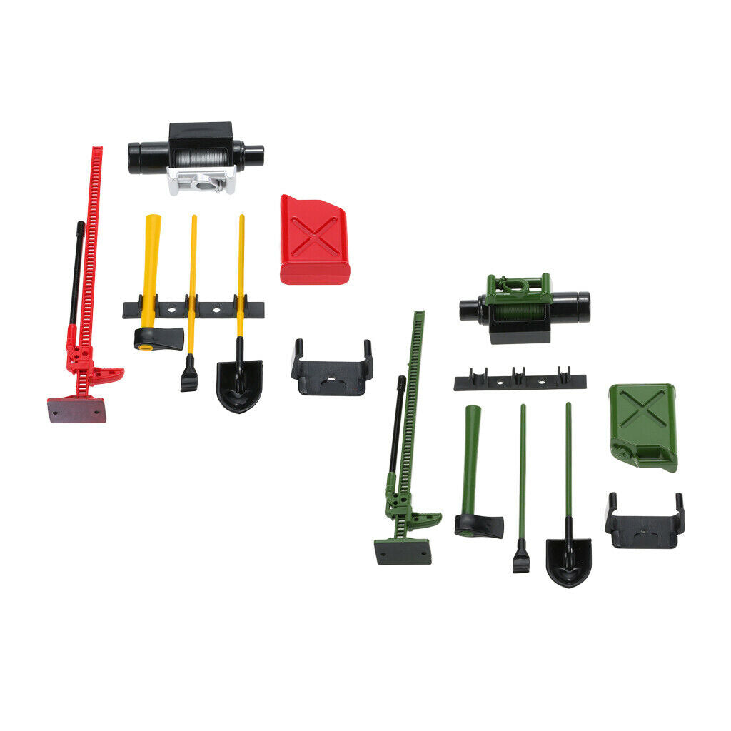 1/10 RC Crawler Car Roof Rack Cool Decor Accessories Tools Set red+yellow