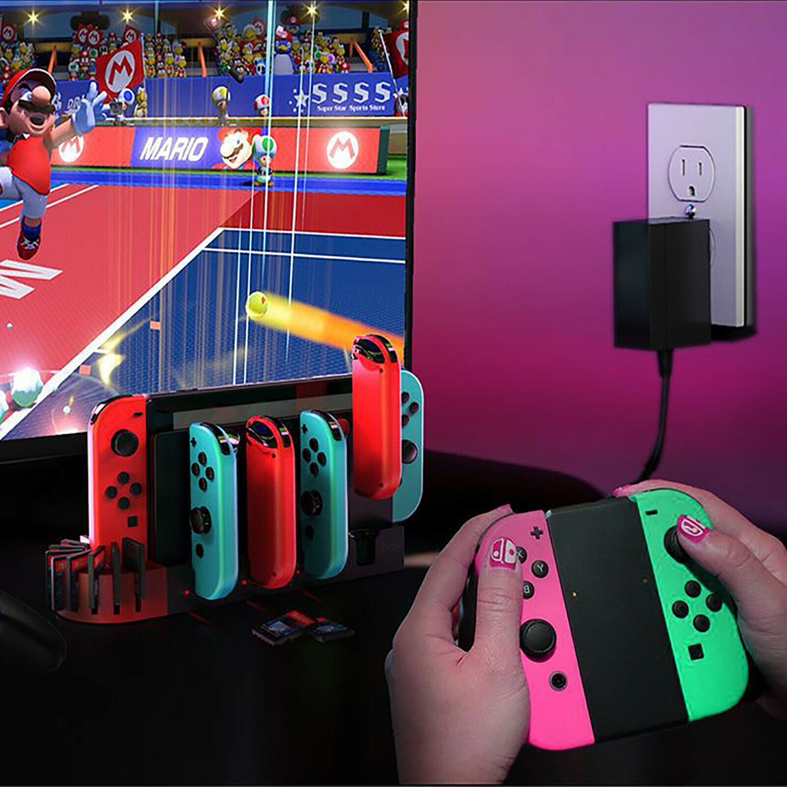 Charger 4 Port Charging Dock Charging Station for N-S JoyCon Console