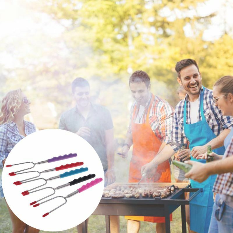 1PC Telescoping BBQ Marshmallow Roasting Sticks Smores Skewers Hot Dog Fork