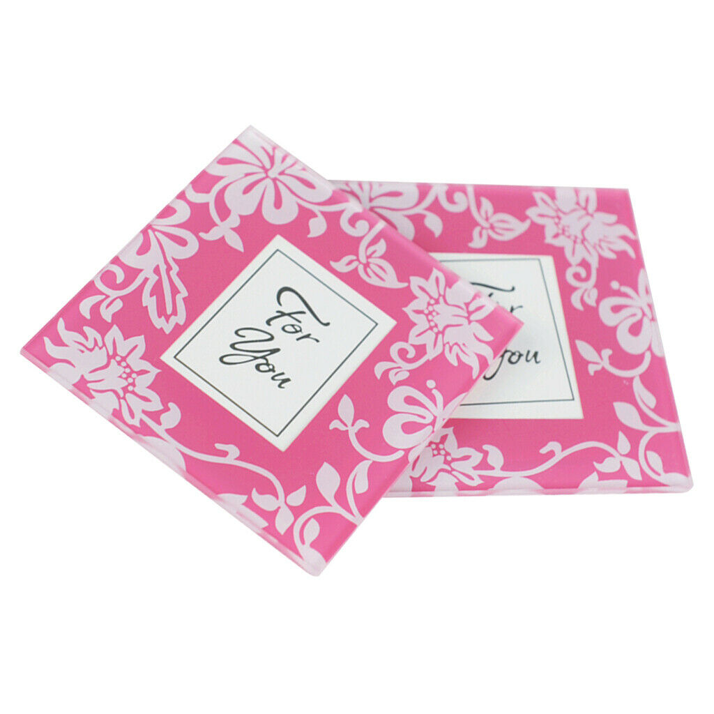 2pcs Pink Flourish Glass Photo Coaster Set Graduation Season Wedding Gift