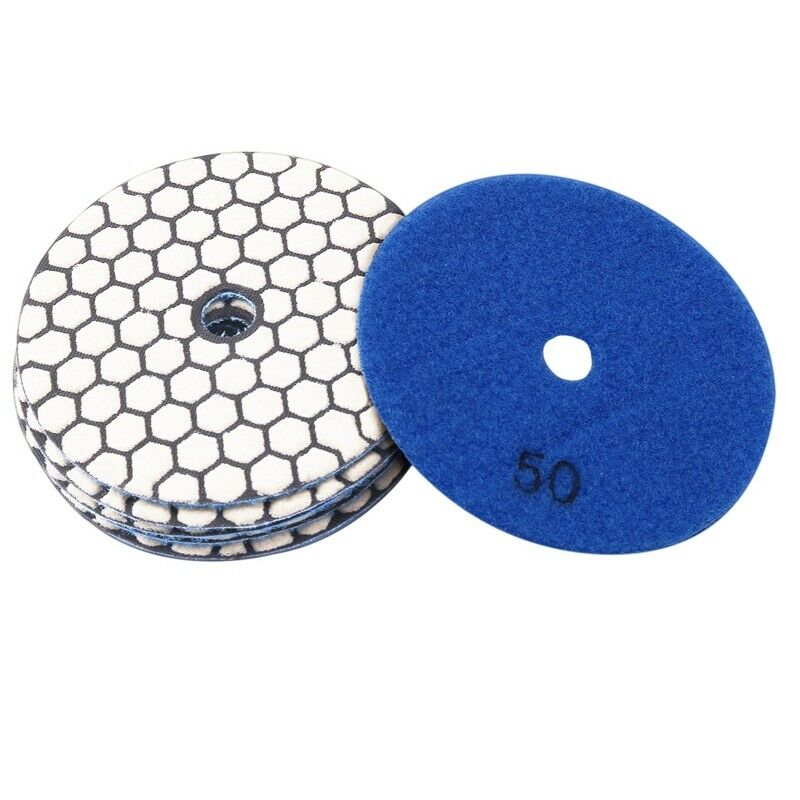 6 Pcs 4 Inch /100 Mm Grit 50 Diamond Dry Polishing Pad Granite Marble FlexibleB2