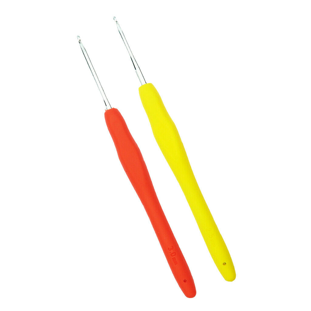 2Pcs Aluminum Crochet Hooks Set 2.5mm 3.0mm, 5.7 Inch Long