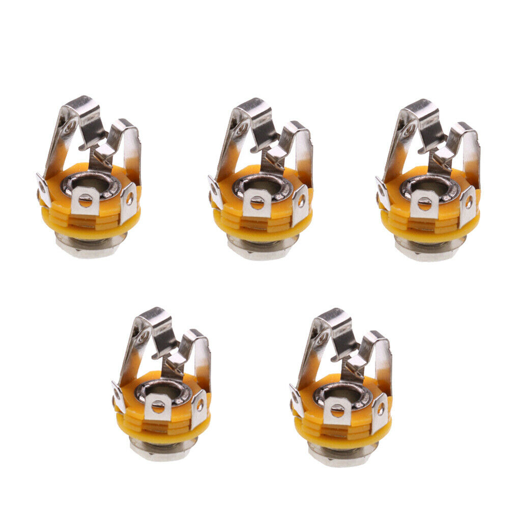 Pack of 5 Electric Guitar/Bass Pickup 6.35mm Stereo Input Output Sockets