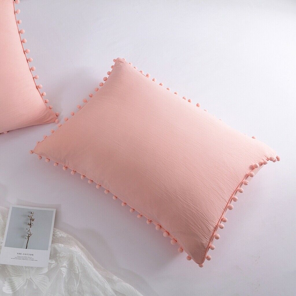 2 Pcs Purely Solid Color Sofa Bed Throw Pillow Cover 51x92cm Light Pink