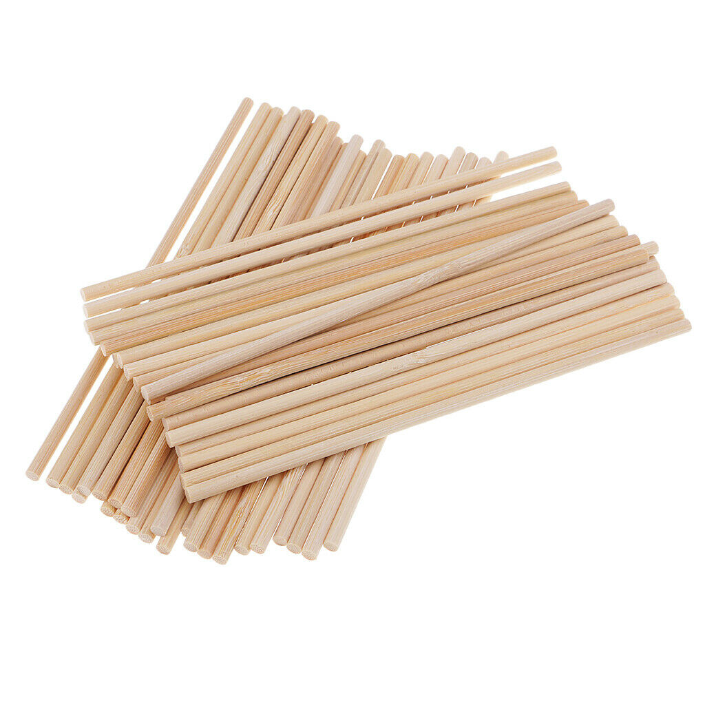 50 Pieces Bamboo Wood Stick Unpainted Wooden Round Stick Dowel Rod 150mm