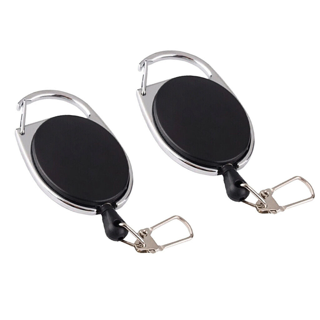 Lots 2 Retractable Key Chain Recoil Heavy Duty Cord ID Badge Card Clip