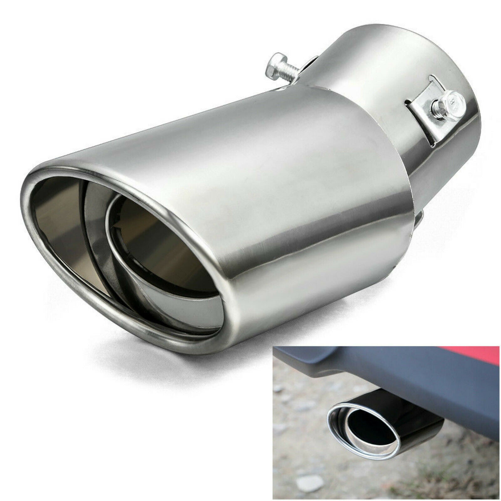 Car Round Stainless Steel Chrome Exhaust Tail Muffler Tip Pipe Auto Universal