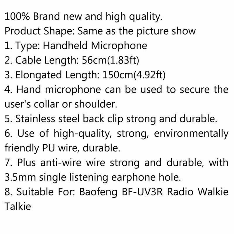 Handheld Speaker Mic Microphone For Baofeng BF-UV3R Radio Walkie-talkie UN